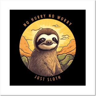 Funny Quote No Hurry No Worry Just Sloth Posters and Art